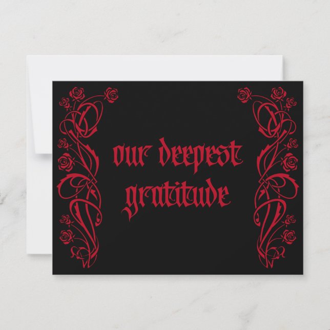 Carte De Remerciements Mariage Rose élégant gothique (Devant)