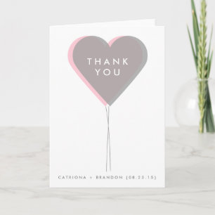 Carte de remerciements Mariage rose et gris Twin H