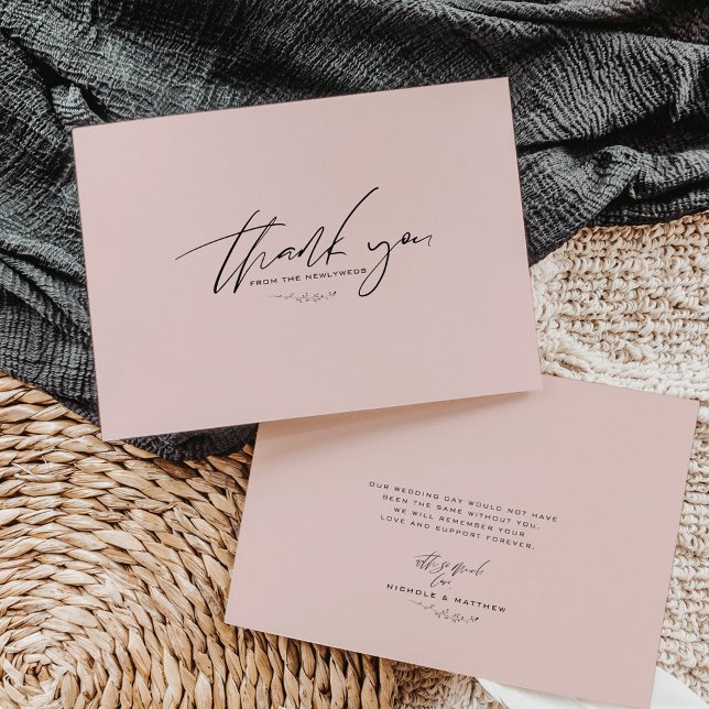Carte de remerciements Mariage rose pâle minimalis (Créateur téléchargé)