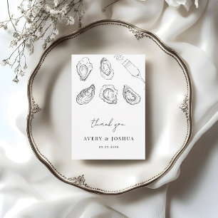 Carte De Remerciements Mariage rôti à la main Champagne & Huîtres