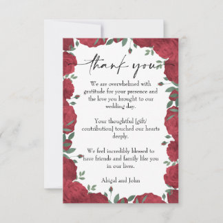 Carte De Remerciements Mariage rouge