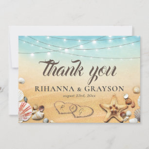 Carte De Remerciements Mariage Rustic Beach Heart Shore