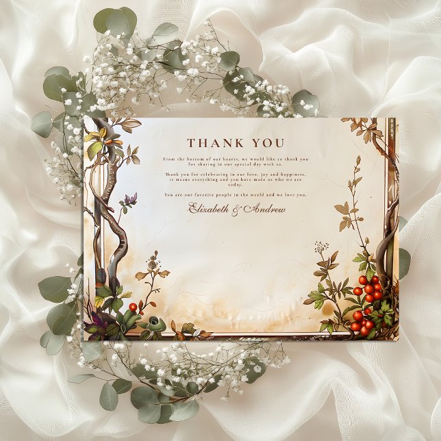 Carte De Remerciements Mariage Rustic Berry Branch (Créateur téléchargé)