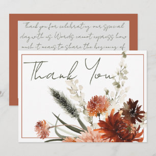 Carte De Remerciements Mariage Rustique de fleurs de rouille en terre cui