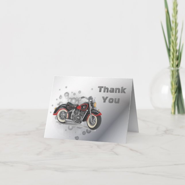 Carte De Remerciements Mariage rustique grunge motard biker (Devant)