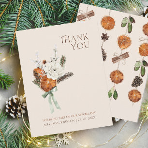 Carte De Remerciements Mariage Rustique Orange Slices Fleurs blanches
