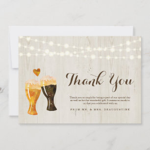Carte De Remerciements Mariage rustique personnalisé de bière de