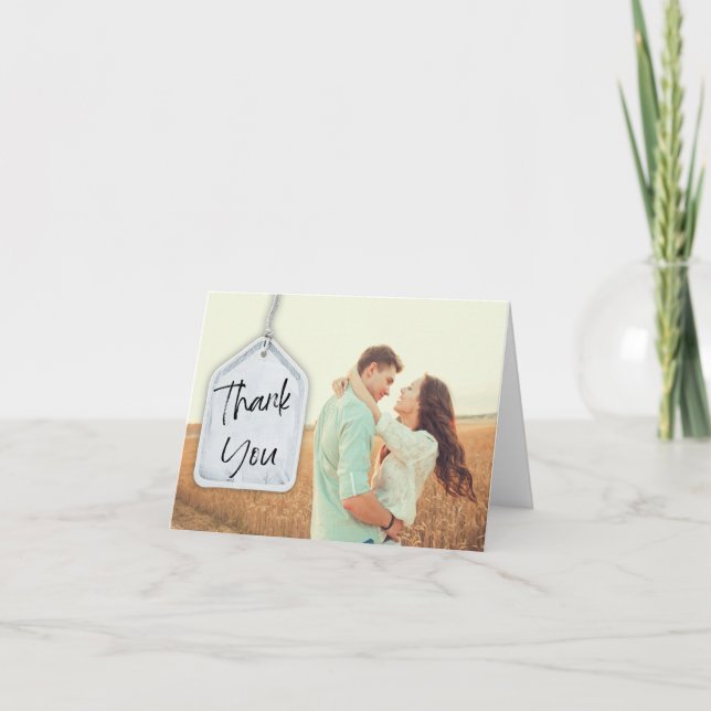 Carte De Remerciements Mariage rustique photo vierge à l'intérieur plié (Devant)