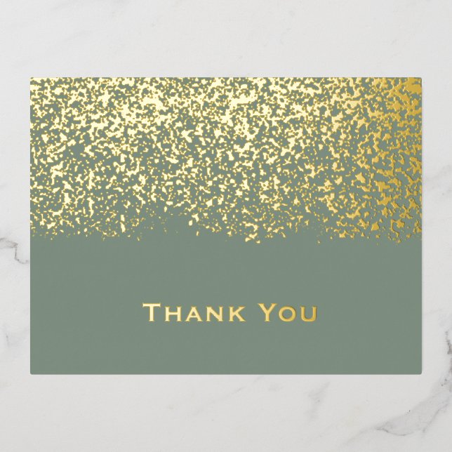 Carte de remerciements Mariage Sage et Gold Foil (Recto)
