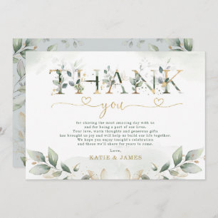 Carte de remerciements Mariage Sage Green Leafy Eu