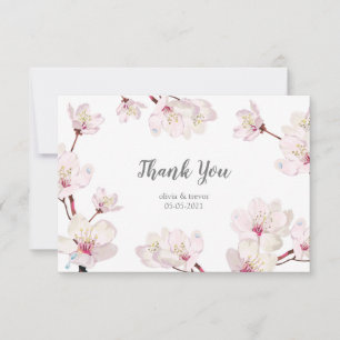 Carte De Remerciements Mariage Sakura japonais en fleurs de cerisier rose