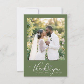 Carte De Remerciements Mariage Script Heart