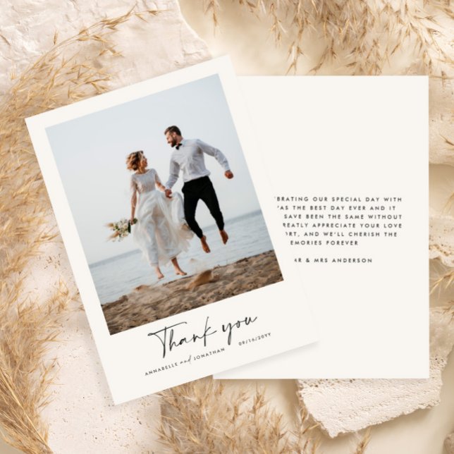 Carte De Remerciements Mariage script moderne noir et blanc (Créateur téléchargé)