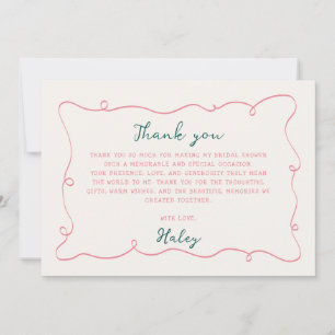 Carte De Remerciements Mariage Shower Dessiné à la Main 