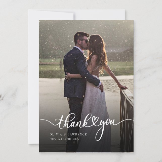 Carte De Remerciements Mariage simple à la main (Devant)