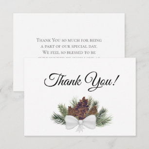 Carte De Remerciements Mariage Simple aux Cônes de Pin et Branches de Pin