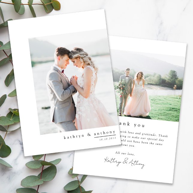 Carte de remerciements Mariage simple avec photos (Créateur téléchargé)