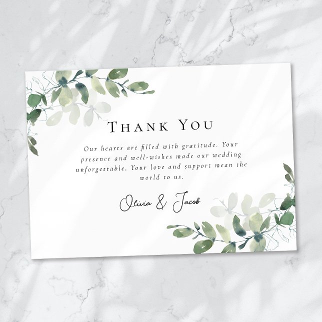 Carte De Remerciements Mariage simple d'eucalyptus (Créateur téléchargé)
