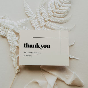 Carte de remerciements mariage simple, élégant et 