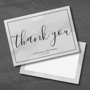 Carte De Remerciements Mariage Simple Élégant Gris