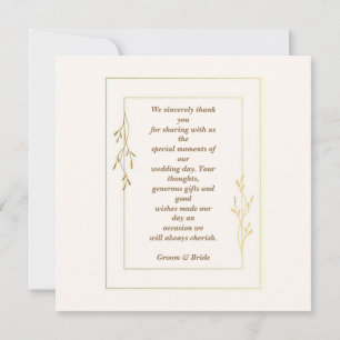 Carte de remerciements Mariage simple et classique