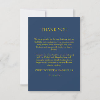 Carte De Remerciements Mariage simple et formel bleu marine et or