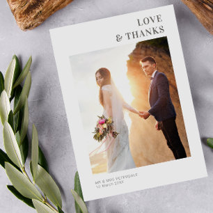 Carte de remerciements mariage simple et moderne