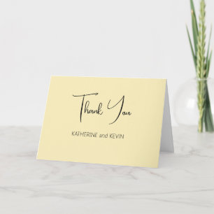 Carte de remerciements Mariage simple Jaune clair