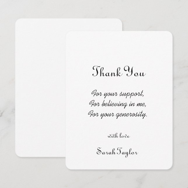 Carte De Remerciements Mariage Simple Moderne Écriture Manuscrite  (Devant / Derrière)