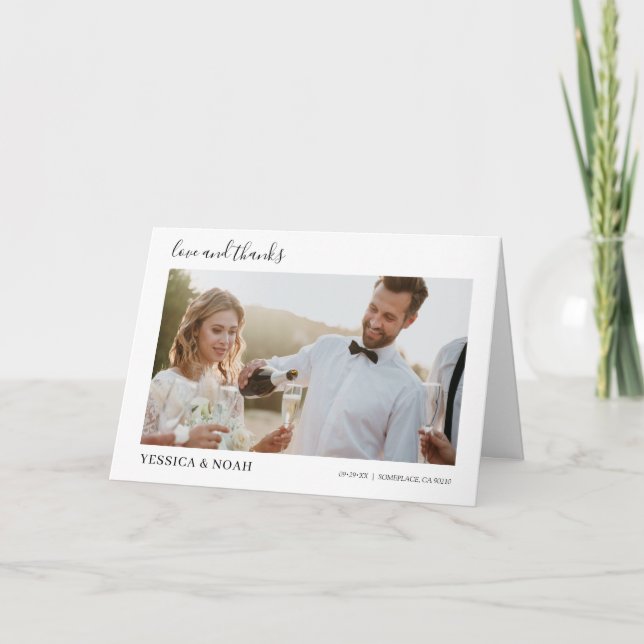 Carte De Remerciements mariage simple moderne Écriture manuscrite 6-Photo (Devant)