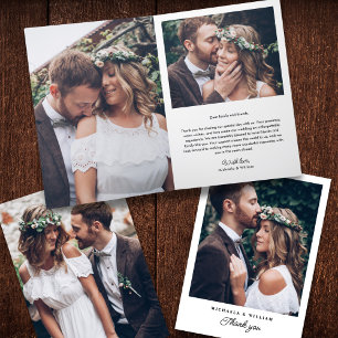Carte De Remerciements Mariage simple moderne élégant 4 photos