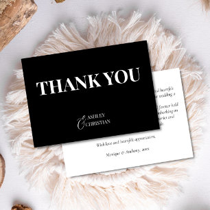 Carte De Remerciements Mariage simple noir et blanc