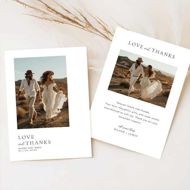 Carte de remerciements Mariage simple Photo Boho (Créateur téléchargé)