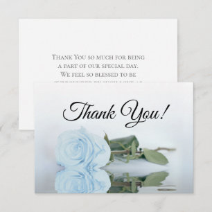 Carte De Remerciements Mariage Simple Rose Miroir Bleu Poussiéreux Élégan
