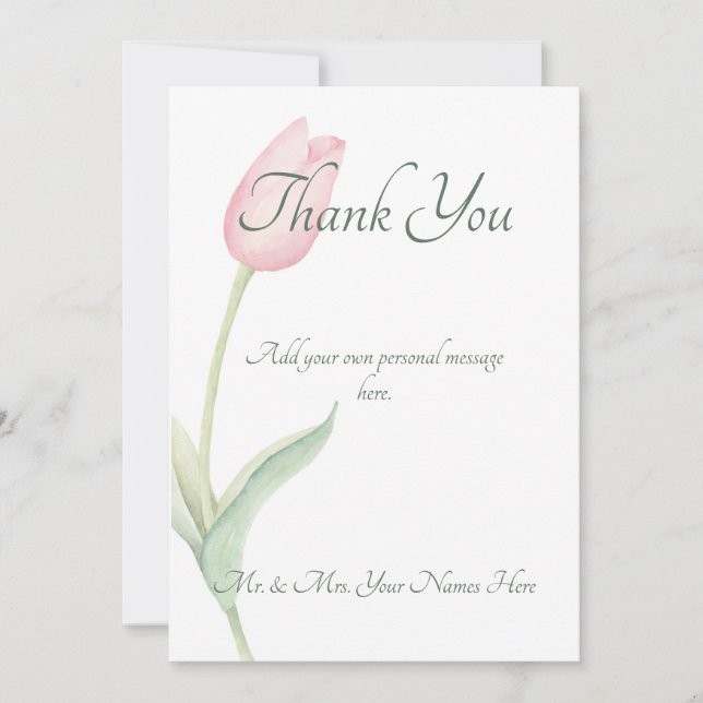 Carte De Remerciements Mariage solo Tulip rose (Devant)