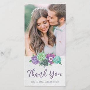 Carte de remerciements Mariage Succulent   Lavande