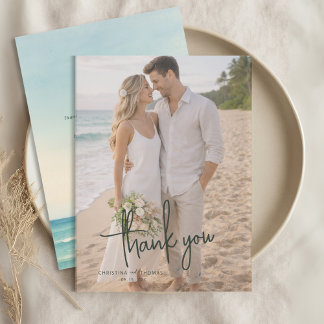 Carte De Remerciements Mariage sur la plage en fuite