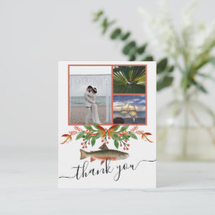 Carte De Remerciements Mariage sur le thème de la pêche à la mouche  3 ph
