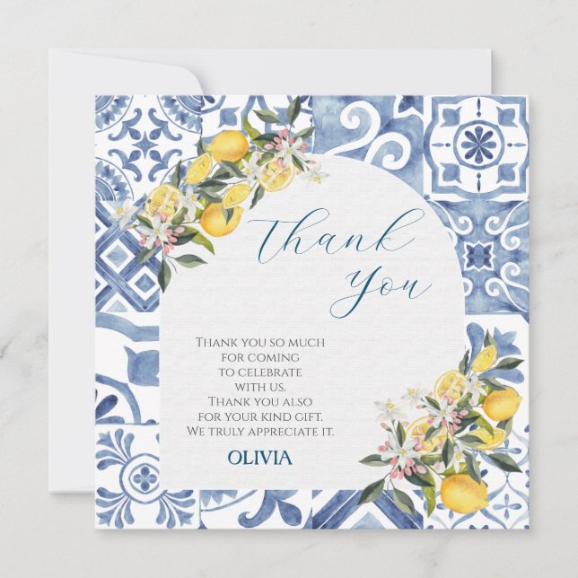 Carte De Remerciements Mariage thème citrus shower (Devant)