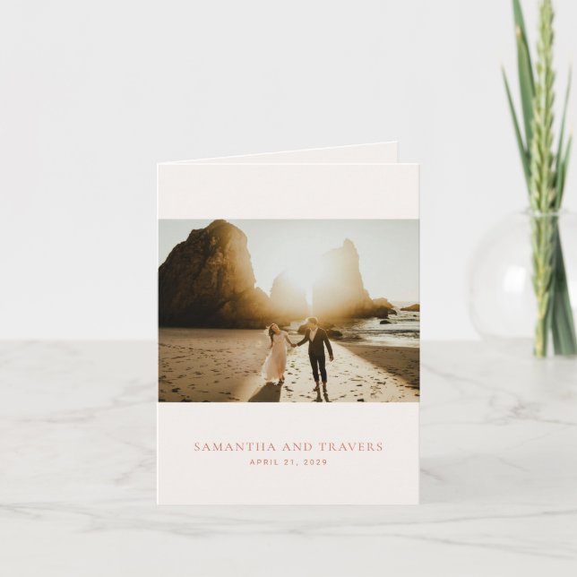 Carte De Remerciements Mariage traditionnel Burnt Orange élégant (Devant)