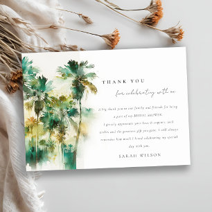 Carte De Remerciements Mariage Tropical Crépusculaire avec Palmiers Aquar