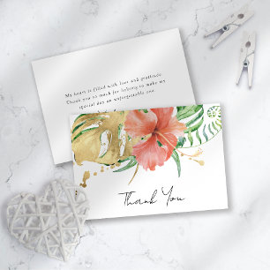 Carte De Remerciements Mariage Tropical Floral de Destination : Cérémonie