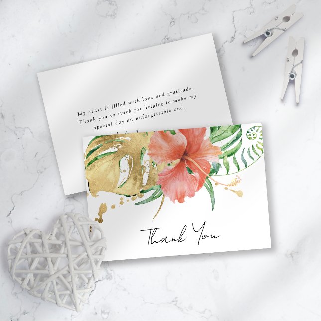 Carte De Remerciements Mariage Tropical Floral de Destination Réception d (Créateur téléchargé)
