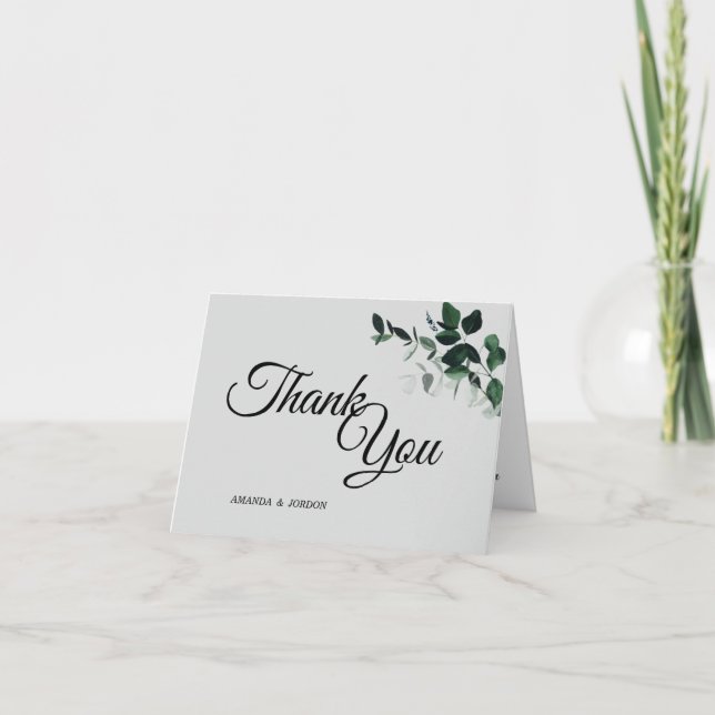 Carte de remerciements Mariage végétal neutre (Devant)