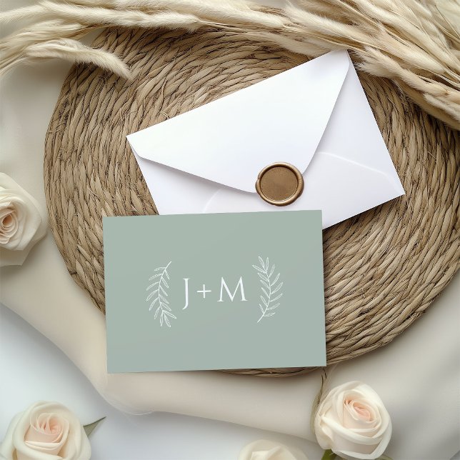 Carte De Remerciements Mariage vert Boho Sage Stationnaire (Créateur téléchargé)