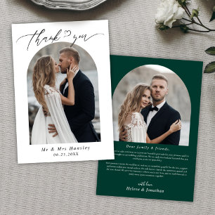 Carte De Remerciements Mariage vert émeraude minimaliste