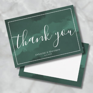 Carte De Remerciements Mariage vert simple et élégant