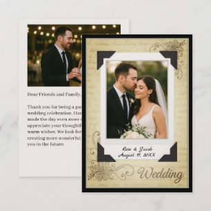 Carte de remerciements Mariage vintage de style Sc