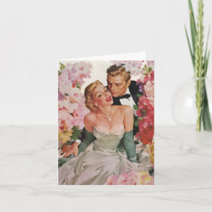 Carte De Remerciements Mariage Vintage, Jeunes Mariés Rétro Mariés