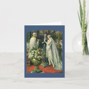 Carte De Remerciements Mariage vintage, Mariée et Salle avec Menorah